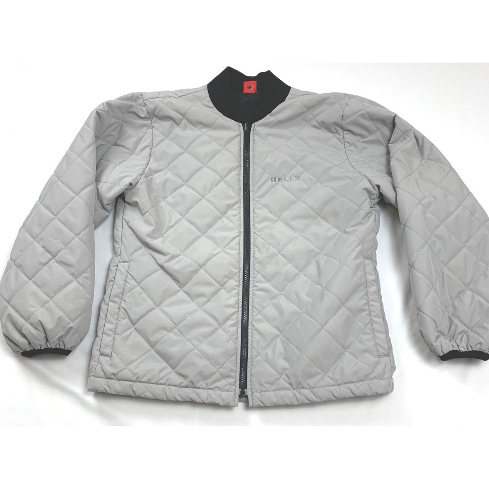 Helix Quilted Bomber Jacket Mens S Gray Diamond Puff Full Zip‎ Lightweight Coat